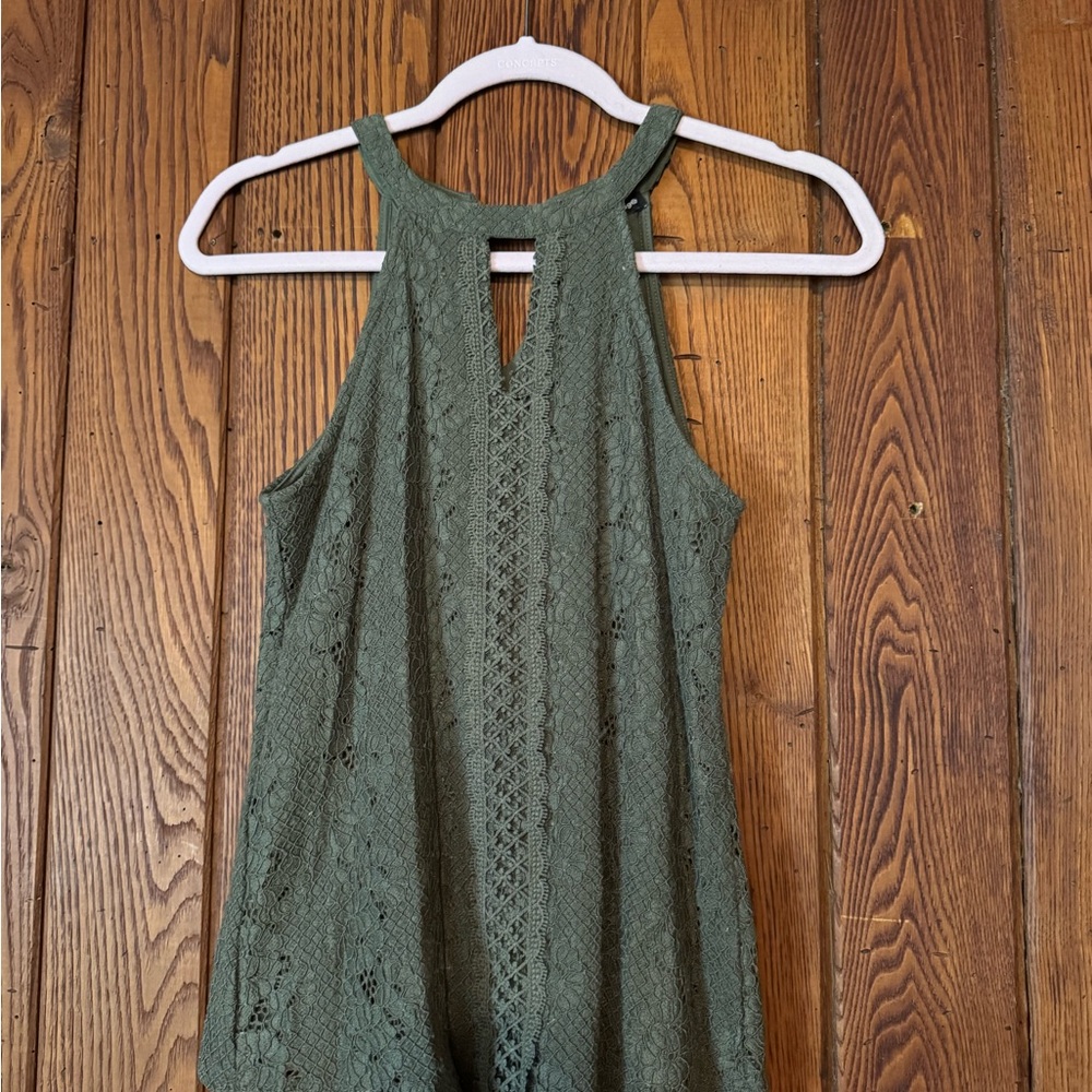 Cable & Gauge Olive Green Lace Halter Camisole